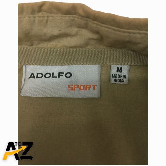 Adolfo Sport Mens Shirt Size M Tan Long Sleeves Collared Button Down Front Pocke - Picture 9 of 13